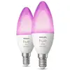 Image de Philips Hue White and Color Ambiance Pack 2 Ampoules Bougie LED Intelligentes E14 4W RVB