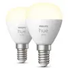 Image de Philips Hue White Pack 2 Ampoules LED Intelligentes Lustre P45 E14 5.7W Lumière Blanc Chaud