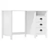 Image de VidaXL Hill Range Bureau avec 3 tiroirs Bois de Pin 120x50x74cm Blanc