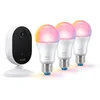 Image de Kit d'éclairage intelligent WiZ Caméra intérieure + 3 ampoules RGB Bluetooth Blanc