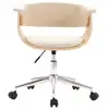 Image de VidaXL chaise de bureau pivotante bois courbé crème cuir synthétique