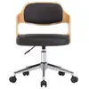 Image de VidaXL Chaise de Bureau Pivotante Bois/Cuir Synthétique Noir
