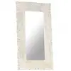 Image de Miroir Vidaxl Bois de Manguier Massif Blanc 80x50 cm Motif Sculpté