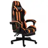 Image de VidaXL Chaise de Gaming avec Repose-Pieds Cuir Synthétique Noir/Orange