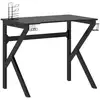 Image de VidaXL Bureau de jeu Pieds en forme de K Noir 90x60x75cm
