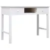 Image de Vidaxl bureau en bois de Paulownia massif blanc 108x45x76 Cm