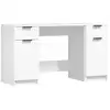 Image de Bureau Vidaxl avec armoire latérale contreplaqué blanc