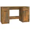 Image de Bureau Vidaxl avec armoire latérale contreplaqué de chêne fumé