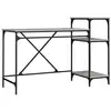 Image de Vidaxl Bureau avec étagères en fer et bois Sonoma gris 135x50x90cm
