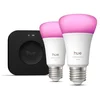 Image de Kit d eclairage intelligent Philips Hue White and Color Ambiance E27 A60 2 ampoules Bridge Pro Bluetooth Zigbee
