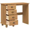 Image de Bureau Askim en chêne massif avec 4 tiroirs et design classique élégant