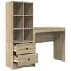 Image de Bureau Buck en mélamine chêne Sonoma, 6 compartiments, 2 tiroirs, compact et fonctionnel