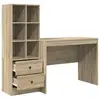 Image de Bureau en bois Monstera 2 en 1 avec étagère, 6 compartiments et 2 tiroirs