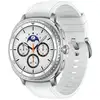 Image de Samsung Galaxy Watch 8 Classic 4G GPS 46mm Super AMOLED Argent Bracelet Blanc M Étanche 5ATM IP68