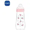 Image de Biberon en verre MAM 260 ml Rose Tétine Silicone SkinSoft Taille 2