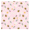 Image de Tissu popeline abeilles et fleurs vendu par 50 cm(...) - Rose