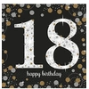 Image de serviettes de table 18 ans noir/or 33x33 cm 16 pièces