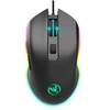 Image de Souris filaire HXSJ A866 USB à fibre LED 7 couleurs pour jeu sur ordinateur Gamer professionnel - Noir