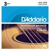 Image de 3 Jeux de cordes pour Guitare acoustique D'Addario P-Bronze Light 12-53 - EJ16-3D