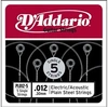 Image de PL012-5, .012 - Pack de 5 Cordes au détail acier pur - guitare