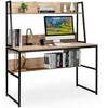 Image de Bureau Bibliothèque d'Ordinateur 2 en 1 avec étagères 120x57cm Naturel