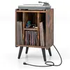 Image de Table d'Appoint avec Station de Charge,2 Prises,1 USB Charge Rapide, Marron