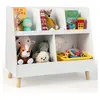 Image de Bibliothèque Enfant à 2 Niveaux avec 5 Cubes pour Salle de Jeux, 80x35x71 CM