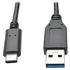 Image de Tripp Lite Series USB-C to USB-A Cable (M/M), USB 3.2 Gen 2 (10 Gbps), Thunderbolt 3 Compatible, 3 ft. (0.91 m) - Câble USB - 24 pin USB-C (M) pour
