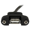 Image de Câble USB 2.0 à montage sur panneau de 30cm - Rallonge USB monté sur goulotte - Cordon USB A vers A - F/M - Noir - Rallonge de câble USB - USB (M)