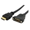 Image de Câble HDMI standard à montage sur panneau de 91 cm - Cordon HDMI vers HDMI - F/M - Câble HDMI - HDMI femelle pour HDMI mâle - 91 cm - noir - moulé -