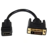 Image de Câble adaptateur vidéo HDMI vers DVI-D de 20 cm - M/M (HDDVIFM8IN) - Adaptateur vidéo - HDMI femelle pour DVI-D mâle - 20.32 cm - blindé - noir -