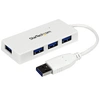 Image de Hub USB 3.0 à 4 ports avec câble intégré - Concentrateur USB SuperSpeed portable - Mini hub USB3 - Blanc - Concentrateur (hub) - 4 x SuperSpeed USB