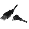 Image de Câble Micro USB 2 m - A vers Micro B coudé 90° vers le bas - Câble USB Micro B Angle Coude vers le bas - Noir 2m - Câble USB - Micro-USB de type B