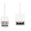Image de Câble Rallonge USB 1m - Câble USB 2.0 A-A Mâle Femelle - Extension / Prolongateur USB - 1x USB A (M) 1x USB A (F) - Blanc 1 m - Rallonge de câble USB