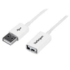 Image de Câble d'extension USB 2.0 A vers A de 3 m - Rallonge USB 2.0 en blanc - M/F - Rallonge de câble USB - USB (F) pour USB (M) - USB 2.0 - 3 m - moulé -