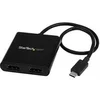 Image de Adaptateur USB-C vers Double HDMI, Hub USB-C MST - 4K 30 Hz - Câble adaptateur - 24 pin USB-C mâle pour HDMI femelle - noir - support 4K30Hz (3840 x