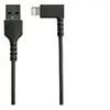 Image de Câble USB-A vers Lightning Noir Robuste 2m Coudé à 90° - Câble de Charge/Synchronisation USB Type A vers Lightning en Fibre Aramide Résistante -