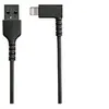Image de Câble USB-A vers Lightning Noir Robuste 1m Coudé à 90° - Câble de Charge/Synchronisation USB Type A vers Lightning en Fibre Aramide Résistante -