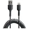 Image de Câble USB vers Lightning de 50cm - Certifié Mfi - Adaptateur USB Lightning Noir, Gaine en TPE - Cordon Chargeur Iphone/Lightning Spiralé en Fibre