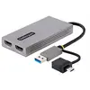 Image de Adaptateur USB vers Double HDMI, USB A/C, 1x4K30Hz/1x1080p - Adaptateur vidéo - USB type A, 24 pin USB-C mâle pour 2 x 19 pin HDMI Type A femelle -