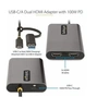Image de Adaptateur USB-C vers Double HDMI - 4K 60Hz - 100W PD - Adaptateur vidéo - Conformité TAA - USB type A, 24 pin USB-C mâle pour 2 x 19 pin HDMI Type