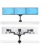 Image de Triple Monitor Desk Mount For Up To Three 27in Screens, VESA 75x75/100x100, Tool-Less Arm Adjustments, C-Clamp/Grommet Mount, Spring-Assisted Arms -