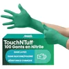 Image de Ansell TouchNTuff 92-600, Gants jetables pour travaux lourds, Gants nitrile contact alimentaire, Gants de protection chimique et mécanique, Sans latex, Boîte de 100 gants en nitrile verts, Taille S en occasion ou reconditionné