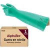 Image de Ansell AlphaTec 37-185 Gants Protection Chimique en Nitrile, Gant Impérméable Très Résistant Liquides et Solvants, EPI Homme Femme, Réutilisable, Vert, Taille 2XL (1 Paire) en occasion ou reconditionné
