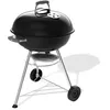 Image de Weber Compact Kettle barbecue à charbon 57 cm, support et roues/BBQ classique, finition émaillée résistante à la rouille, thermomètre, récupérateur de cendres, surface de cuisson 2342 cm², noir en occasion ou reconditionné