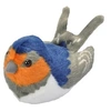 Image de hirondelle en peluche de 15 cm en peluche gris/bleu