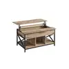 Image de Table basse avec plateau relevable, Marron Chêne + Noir