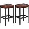 Image de Chaises de bar rembourré, Siège Marron + Cadre Noir