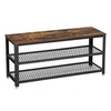 Image de Banc à Chaussures 100 x 30 x 45 cm Marron Rustique et Noir LBS078B01