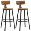 Image de Chaise de bar avec dossier, Marron Rustique + Noir / 2
